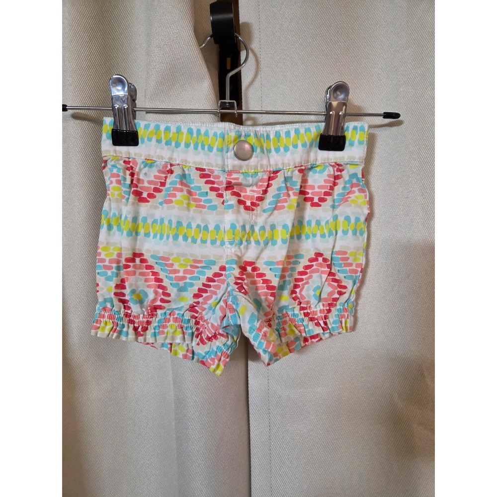 Gymboree Girls 2T Multicolor Geometric Mosaic Ruffle Hem Cotton Shorts